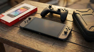 Nintendo Switch 2 console on a wooden desk with essential accessories for new owners.