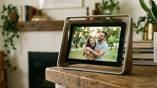Skylight digital photo frame displaying couple memories.