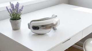 RENPHO Eye Massager with Heat and vibration functions for eye strain relief.