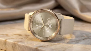 Garmin vívomove Trend hybrid smartwatch with real watch hands.