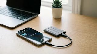 How to connect Samsung T7 SSD to iPhone 15 using Files app.