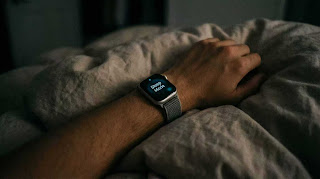 Sleeping comfortably with an Apple Watch using a soft nylon sport loop band.