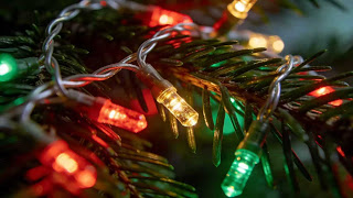 Govee RGBIC smart string lights on a Christmas tree showing multiple colors simultaneously for music sync effects.