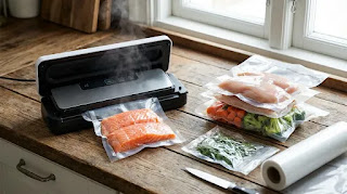 FoodSaver PowerVac sealing salmon to prevent freezer burn and save money.