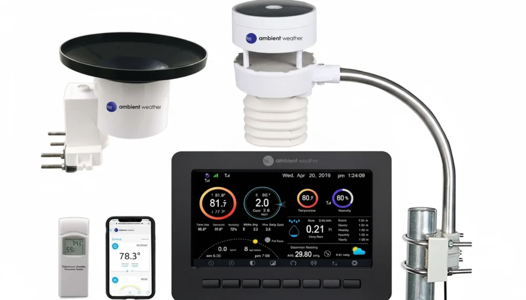The premium Ambient Weather WS-5000 Ultrasonic Smart Weather Station with its advanced sensor suite and high-definition display.