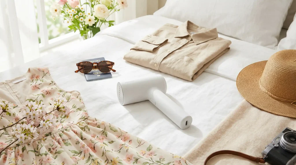The Best Portable Steamer 2026 being packed for a spring vacation