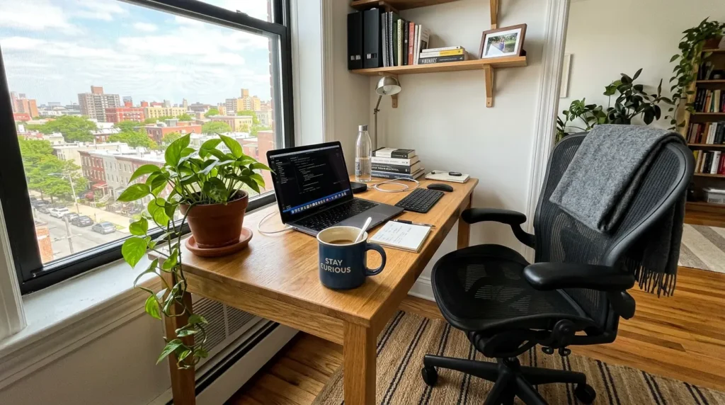 A home office setup featuring the best ergonomic office chairs under 200 for back pain relief.