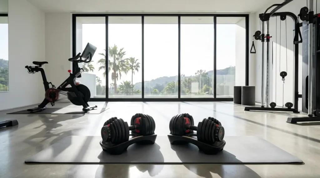 Best Adjustable Dumbbells 2026 - Bowflex SelectTech 552 in a home gym