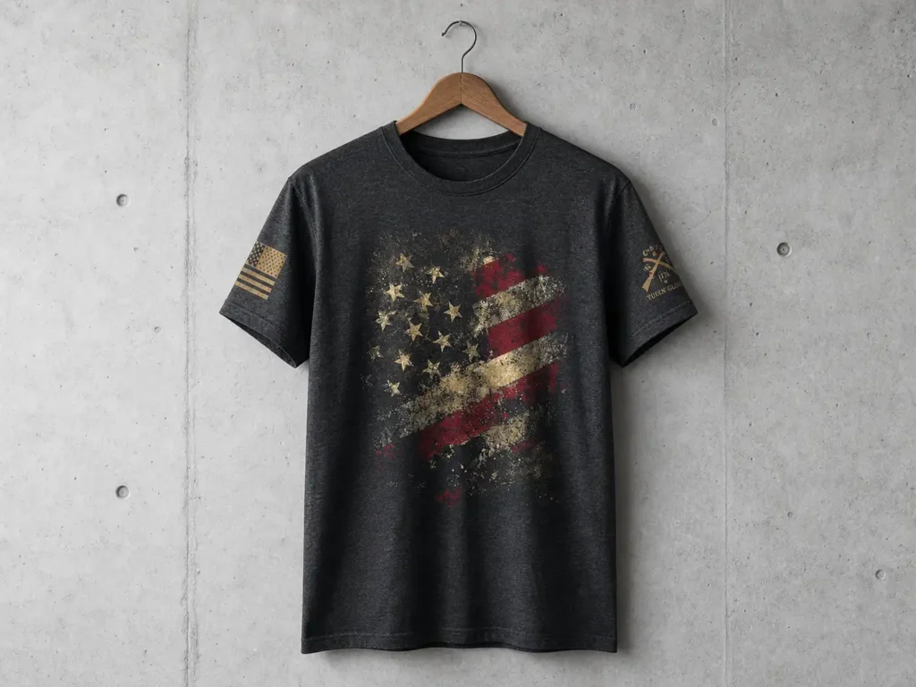 Grunt Style Worn Flag 2.0 Men's T-Shirt in dark heather gray.
