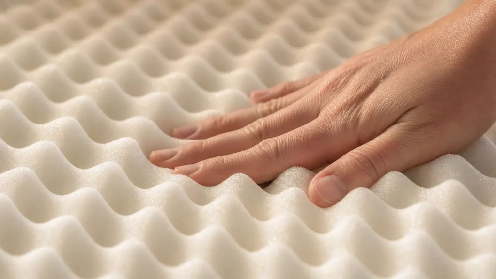 Close-up of the Bedsure orthopedic dog bed's egg-crate memory foam texture, designed for cooling and joint relief.