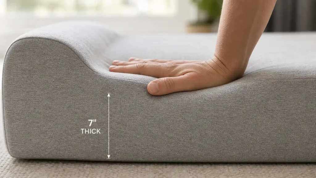 Testing the firm support and density of the Big Barker 7-inch orthopedic memory foam dog bed.
