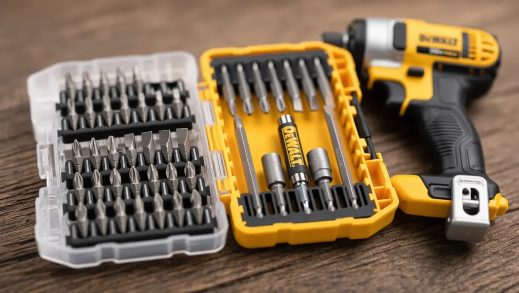 DEWALT 45-Piece impact rated screwdriving bit set inside ToughCase