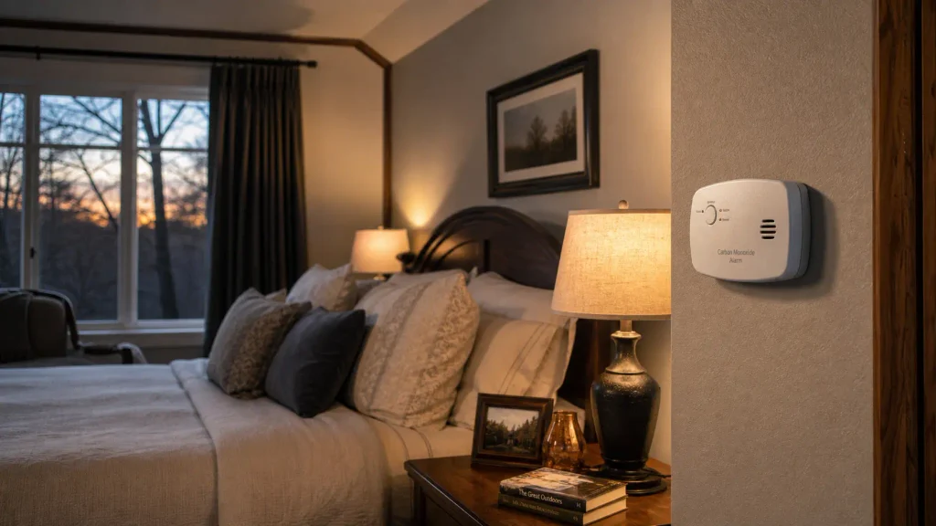 Best carbon monoxide detector for bedroom mounted on a nightstand wall