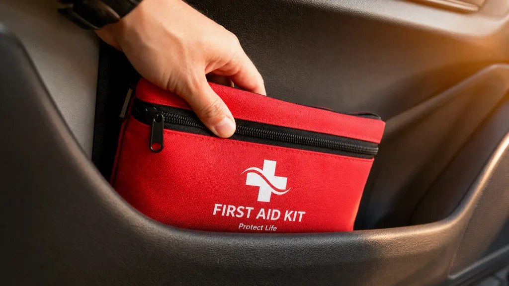 Evaluating what size first aid kit for car is best on a passenger seat