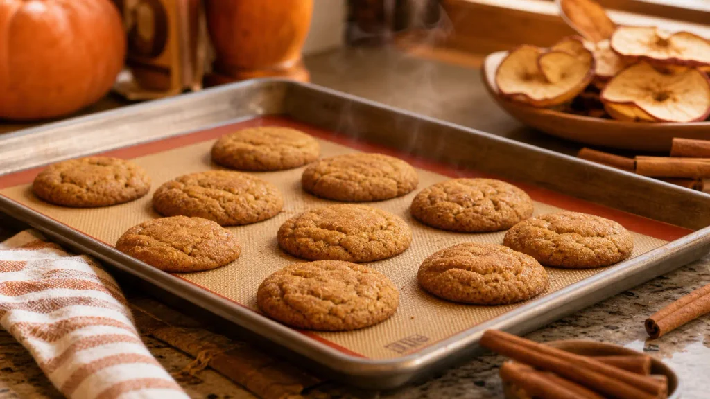 Testing the best silicone baking mat for cookies with freshly baked pumpkin treats